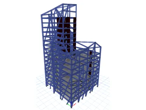Modelo estructural en Dlubal RFEM de un edificio de varios pisos